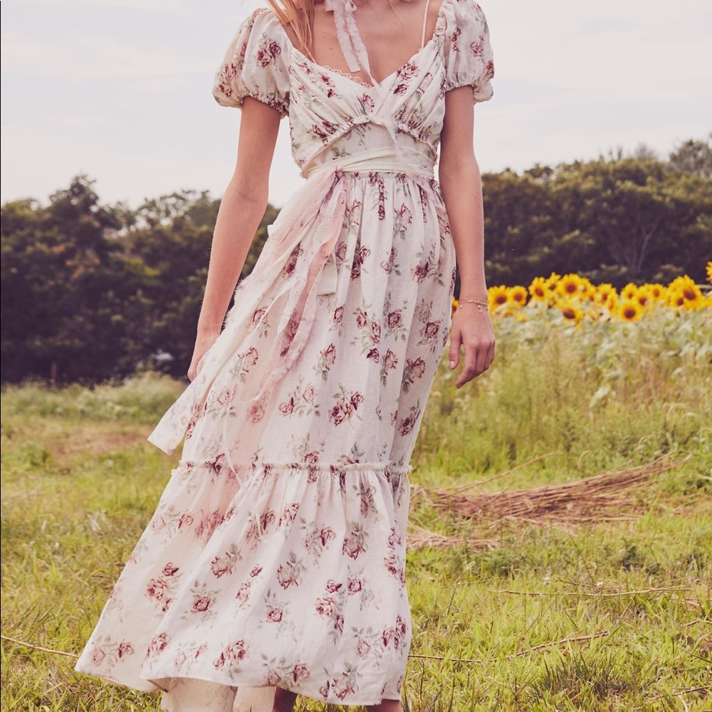 NWOT Loveshackfancy Angie dress Linen size 4
